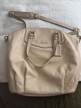 Coach Pebble Leather Tote in Light Beige with Gold Hardware